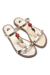 ELEGANT BEAD LINK SANDALS-GOLD