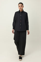 CHARM COLLAR SHIRT-BLACK
