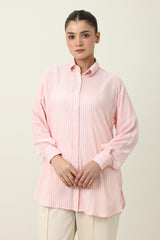 STRIPE TUNIC SHIRT-PINK