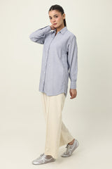 STRIPE TUNIC SHIRT-BLUE