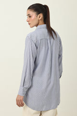STRIPE TUNIC SHIRT-BLUE
