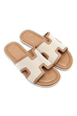 SMART CASUAL TEXTURE SLIDES-BEIGE
