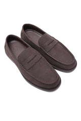 CHOCOLATE SUEDE LOAFERS-COFFEE
