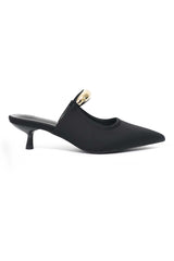 CLASSIC BUCKLE MULE HEEL-BLACK