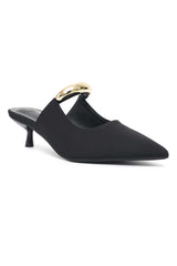 CLASSIC BUCKLE MULE HEEL-BLACK
