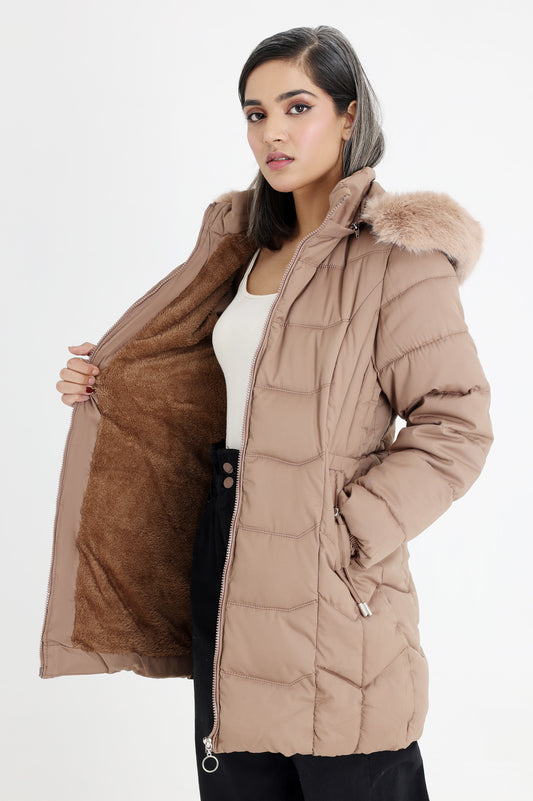 REVERSIBLE PUFFLUX LONG JACKET-KHAKI