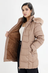REVERSIBLE PUFFLUX LONG JACKET-KHAKI