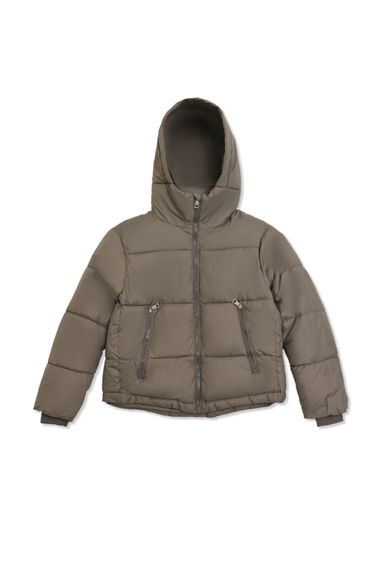HIGH-NECK QUILTED PUFFER-GREY