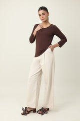 BEAUTIFULY TAILORED SOFT TOP-CHOCOLATE