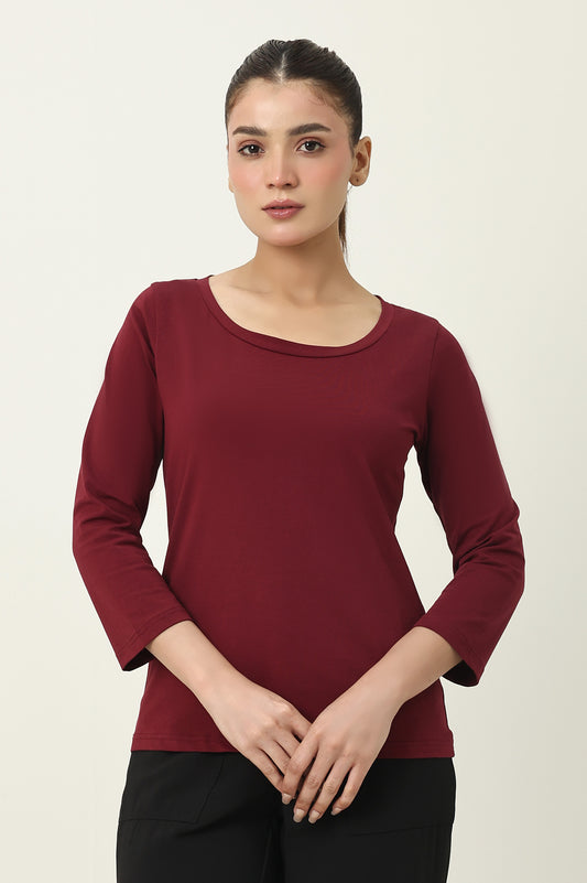 BEAUTIFULY TAILORED SOFT TOP-MAROON