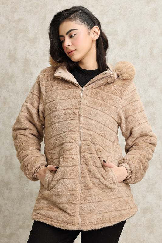 FLUFFY REVERSIBLE JACKET-KHAKI