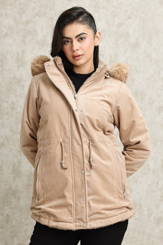 FLUFFY REVERSIBLE JACKET-KHAKI
