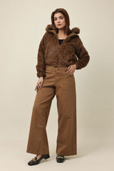 SNOWHAVEN FUR-LINED PUFFER JACKET-COFFEE