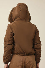 SNOWHAVEN FUR-LINED PUFFER JACKET-COFFEE