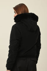 SNOWHAVEN FUR-LINED PUFFER JACKET-BLACK