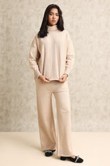 TURTLENECK KNITWEAR ENSEMBLE-BEIGE