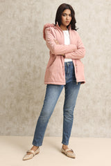 HOODED DRAWSTRING JACKET-PINK