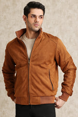 SUEDE BOMBER JACKET-CAMEL