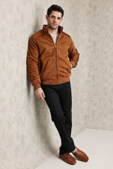 SUEDE BOMBER JACKET-CAMEL