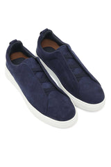 VELOUR EDGE LACED SNEAKERS-NAVY