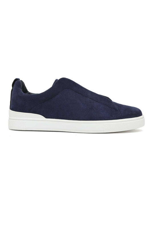 VELOUR EDGE LACED SNEAKERS-NAVY