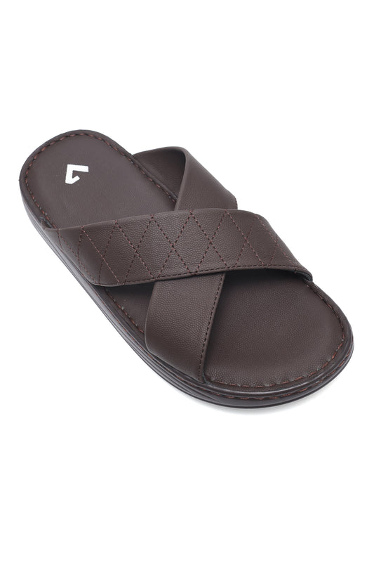 EVERYDAY CROSSOVER STRAP SLIDES-COFFEE