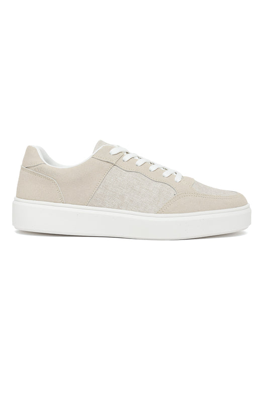 ELITE DUAL-TEXTURE SNEAKERS-BEIGE