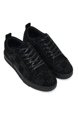 EMBELLISHED SUEDE SNEAKER-BLACK