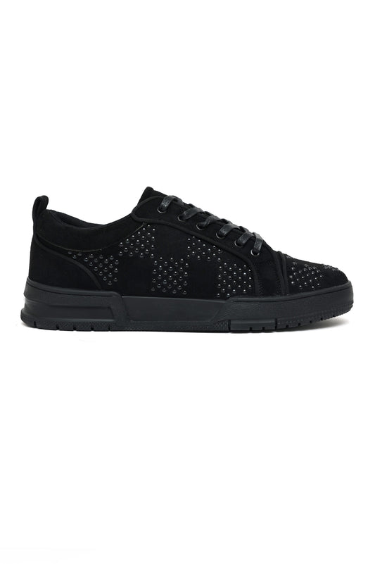 EMBELLISHED SUEDE SNEAKER-BLACK