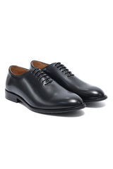 PLAIN TOE LACE-UP DRESS SHOES-BLACK
