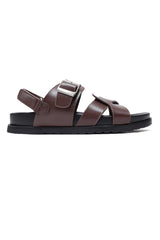 ELITE CROSS STRAP SLIDES-COFFEE