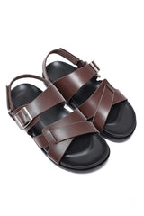 ELITE CROSS STRAP SLIDES-COFFEE