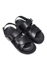 ELITE CROSS STRAP SLIDES-BLACK