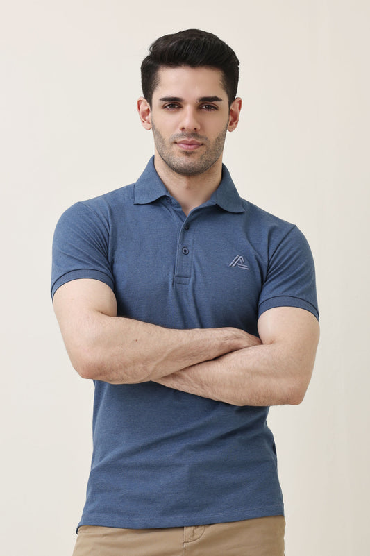 MODCRAFT ESSENTIAL POLO-DENIM-BLUE