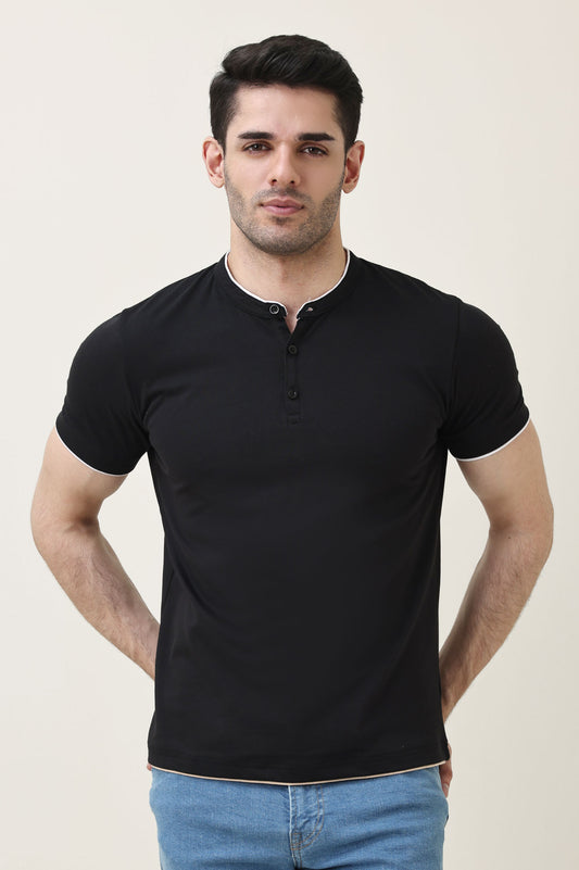 RADIUS BAND COLLAR TEE-BLACK