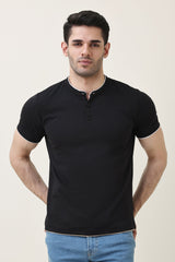 RADIUS BAND COLLAR TEE-BLACK