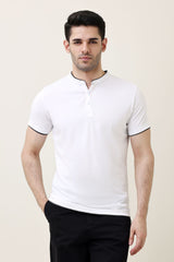 RADIUS BAND COLLAR TEE-WHITE
