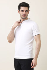 RADIUS BAND COLLAR TEE-WHITE