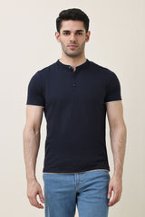 RADIUS BAND COLLAR TEE-NAVY