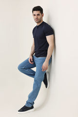 RADIUS BAND COLLAR TEE-NAVY