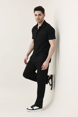 EASY RIBBED CO-ORD SET-BLACK