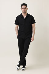 EASY RIBBED CO-ORD SET-BLACK