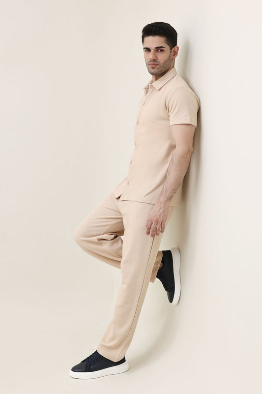 EASY RIBBED CO-ORD SET-KHAKI