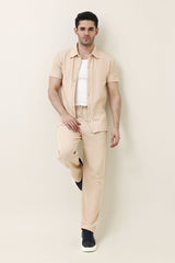 EASY RIBBED CO-ORD SET-KHAKI