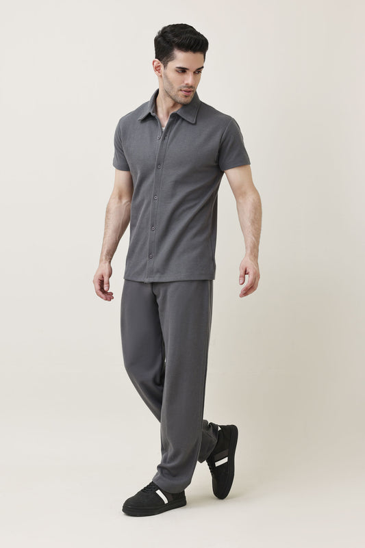 EASY RIBBED CO-ORD SET-GREY