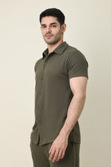EASY RIBBED CO-ORD SET-OLIVE