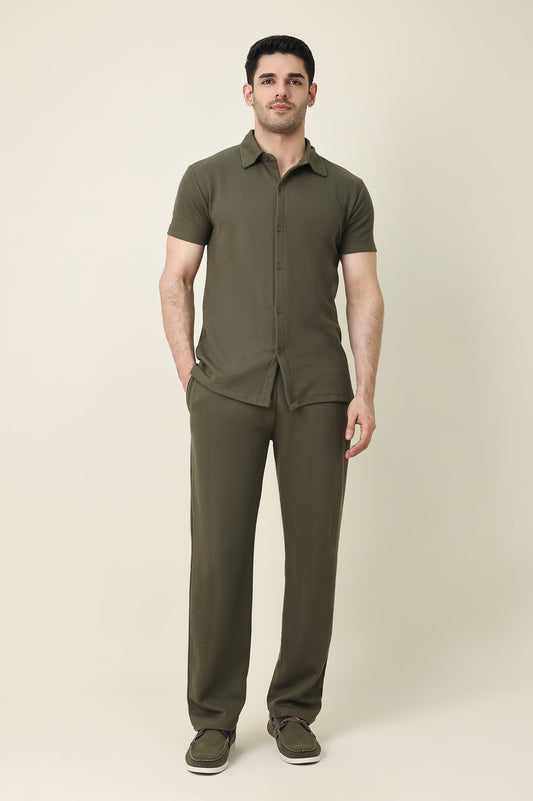 EASY RIBBED CO-ORD SET-OLIVE