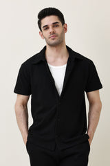 EASY RIBBED CO-ORD SET-BLACK