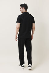 EASY RIBBED CO-ORD SET-BLACK