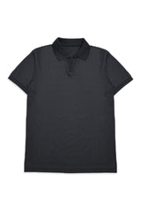ATHLEISURE RIB POLO-BLACK